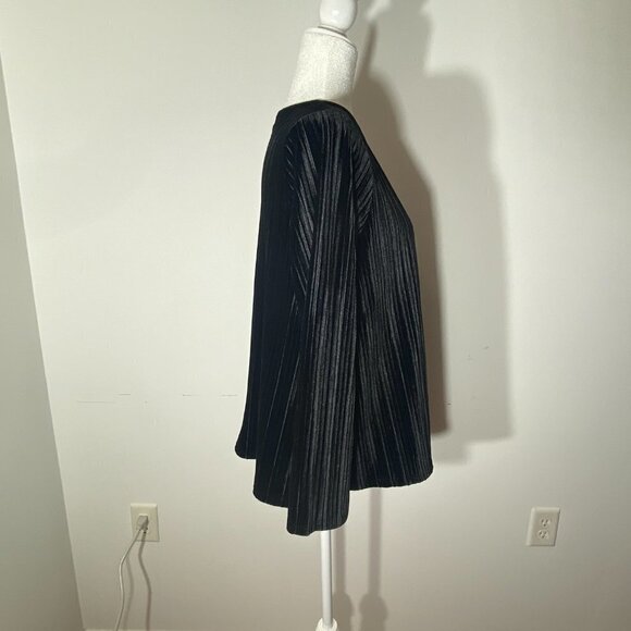 J. Jill Velour Black Long Sleeve Top Size Medium Petite - Picture 4 of 8
